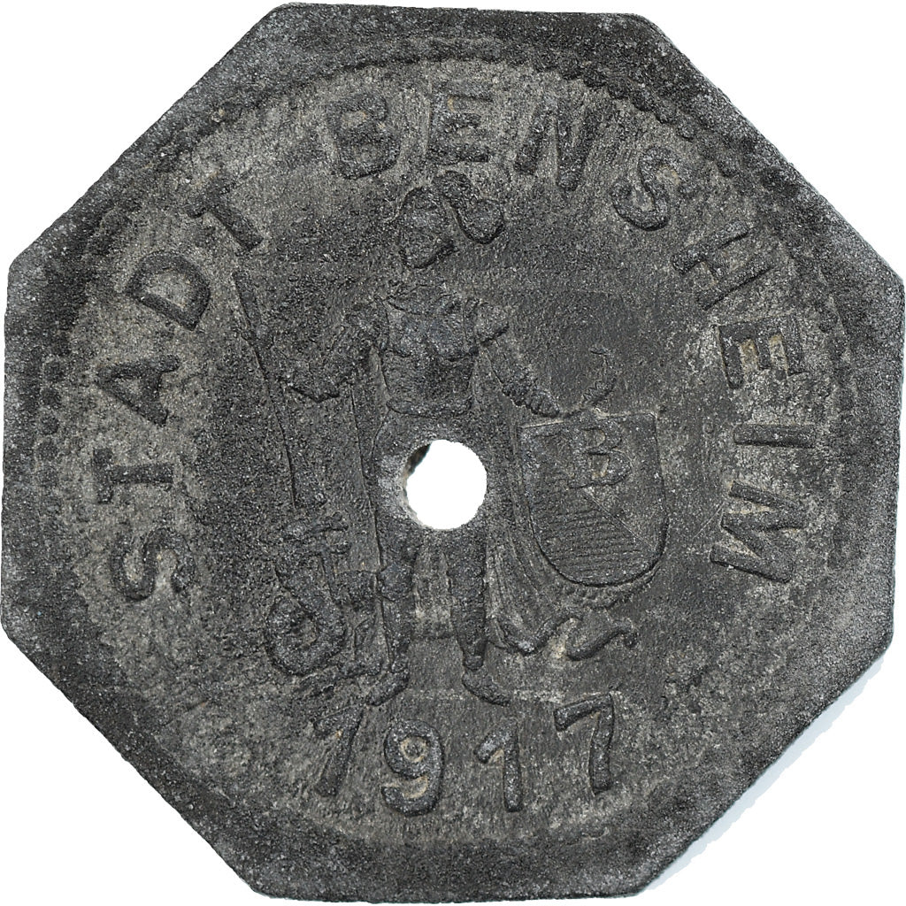 Coin, Germany, Notgeld, Bensheim, 5 Pfennig, 1917, EF(40-45), Zinc