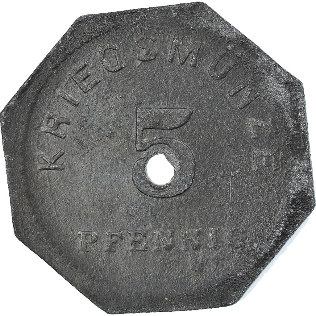 Coin, Germany, Notgeld, Bensheim, 5 Pfennig, 1917, EF(40-45), Zinc