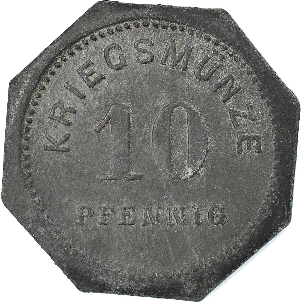 Coin, Germany, Notgeld, Bensheim, 10 Pfennig, 1917, EF(40-45), Zinc