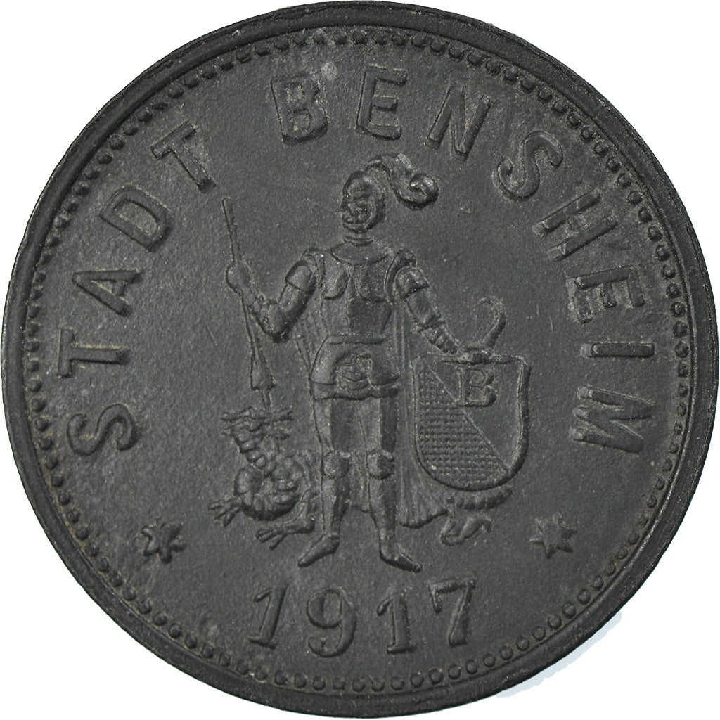 Coin, Germany, Notgeld, Bensheim, 50 Pfennig, 1917, EF(40-45), Zinc