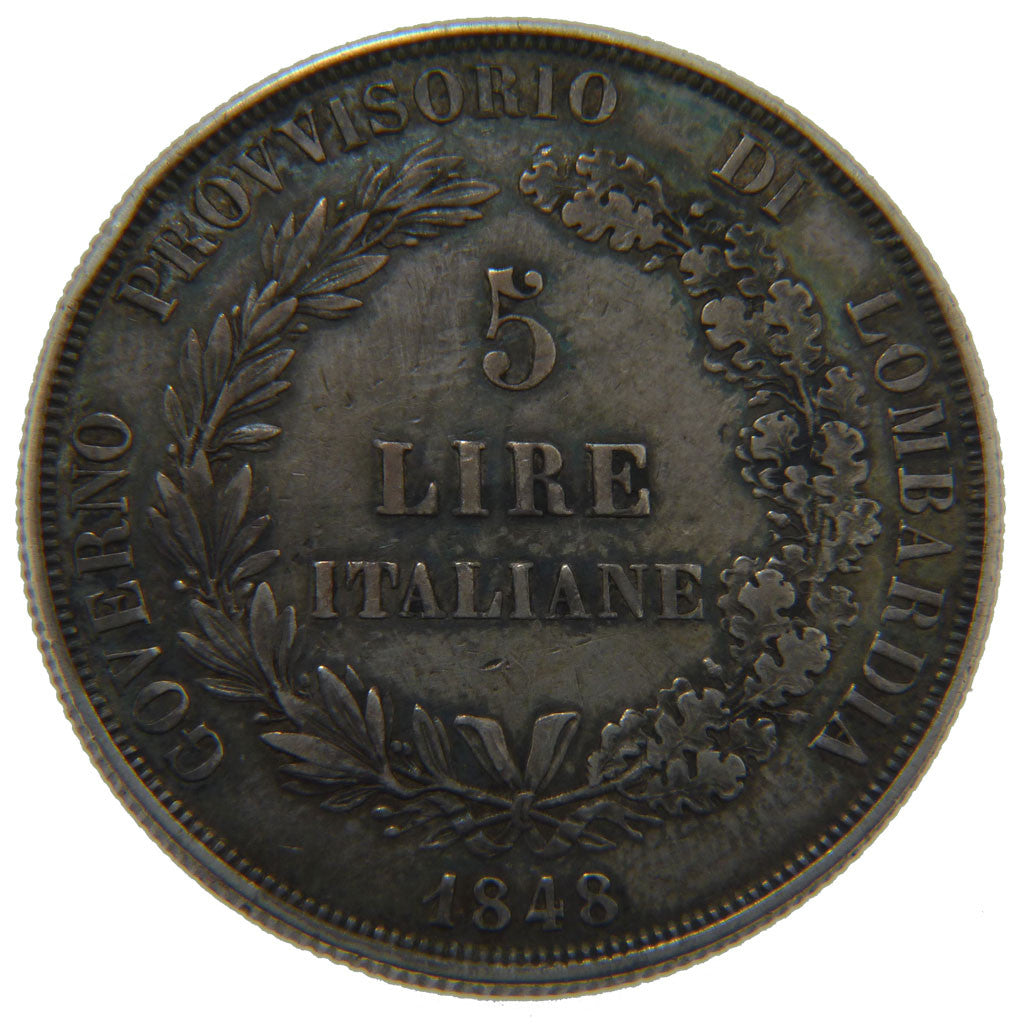 Lombardie-Vénétie, Italie, 5 Lire
