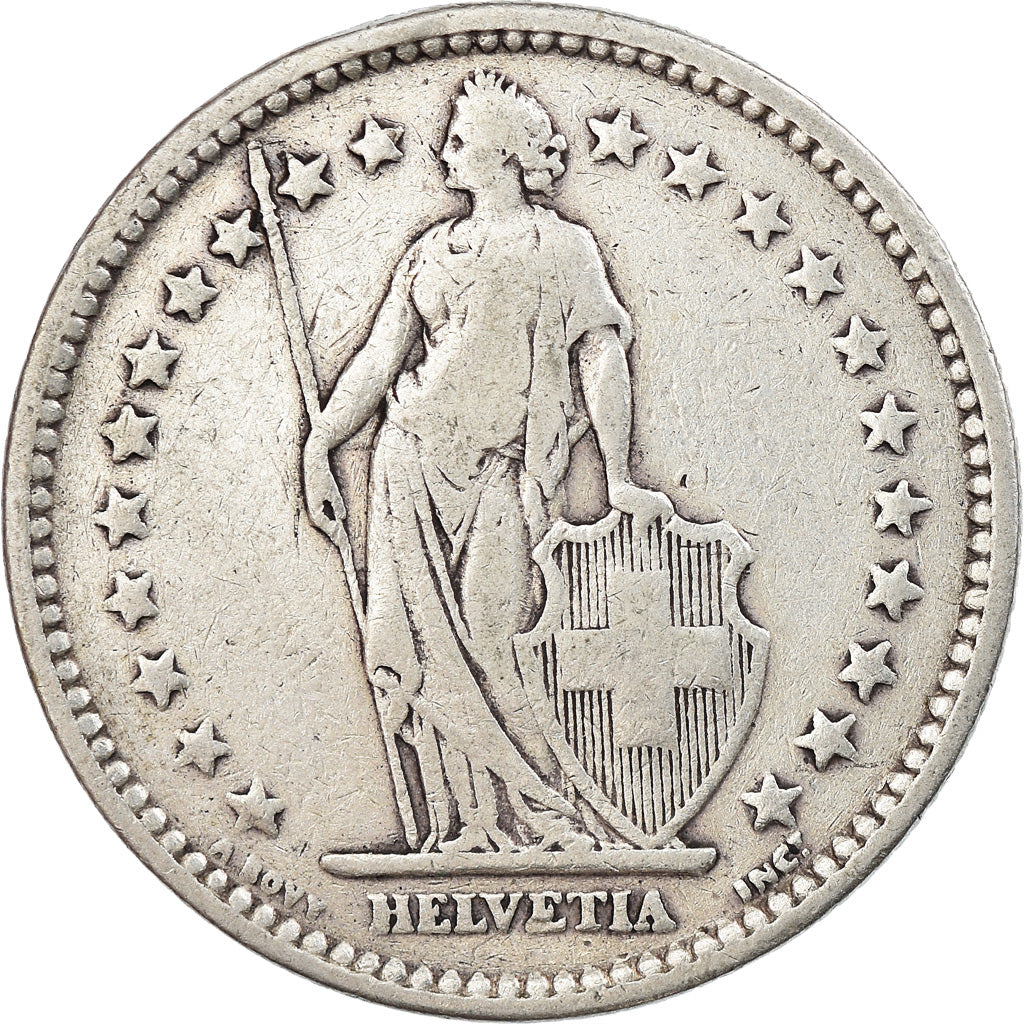 Svizzera, 2 Francs, 1910, Bern, MB, Argento, KM:21