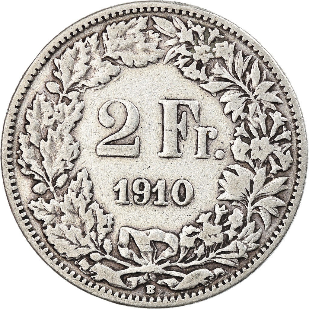 Svizzera, 2 Francs, 1910, Bern, MB, Argento, KM:21