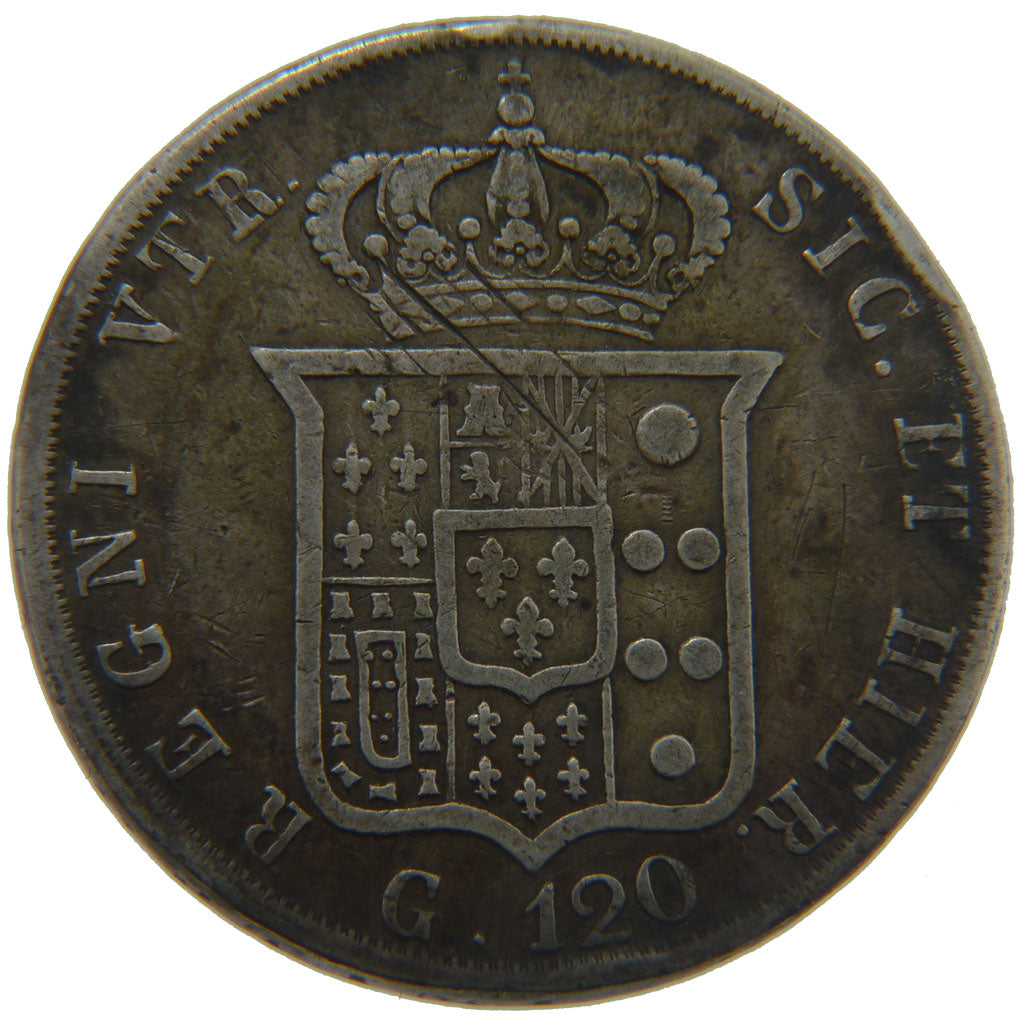 Italy, 120 Grana, 1856, VF(20-25), Silver, 27.00