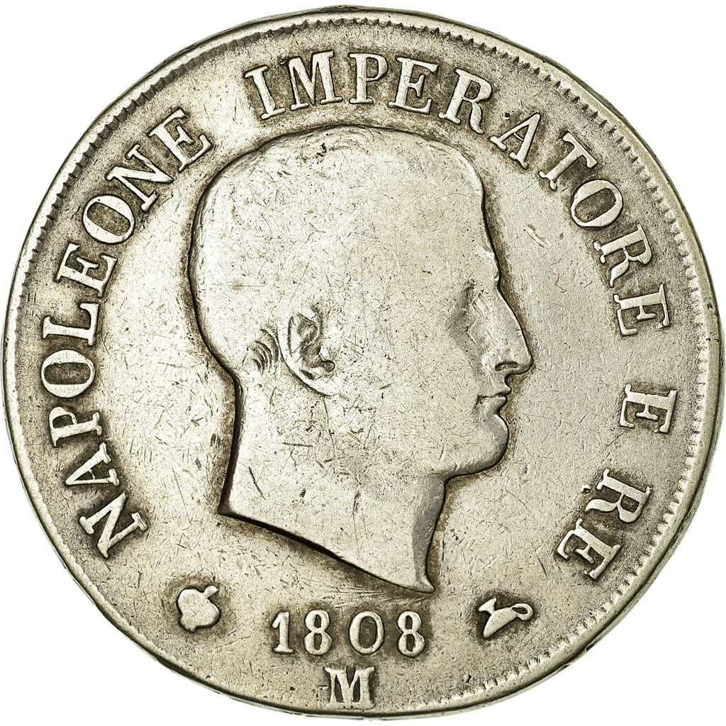 Monnaie, États italiens, KINGDOM OF NAPOLEON, Napoleon I, 5 Lire, 1808, Milan
