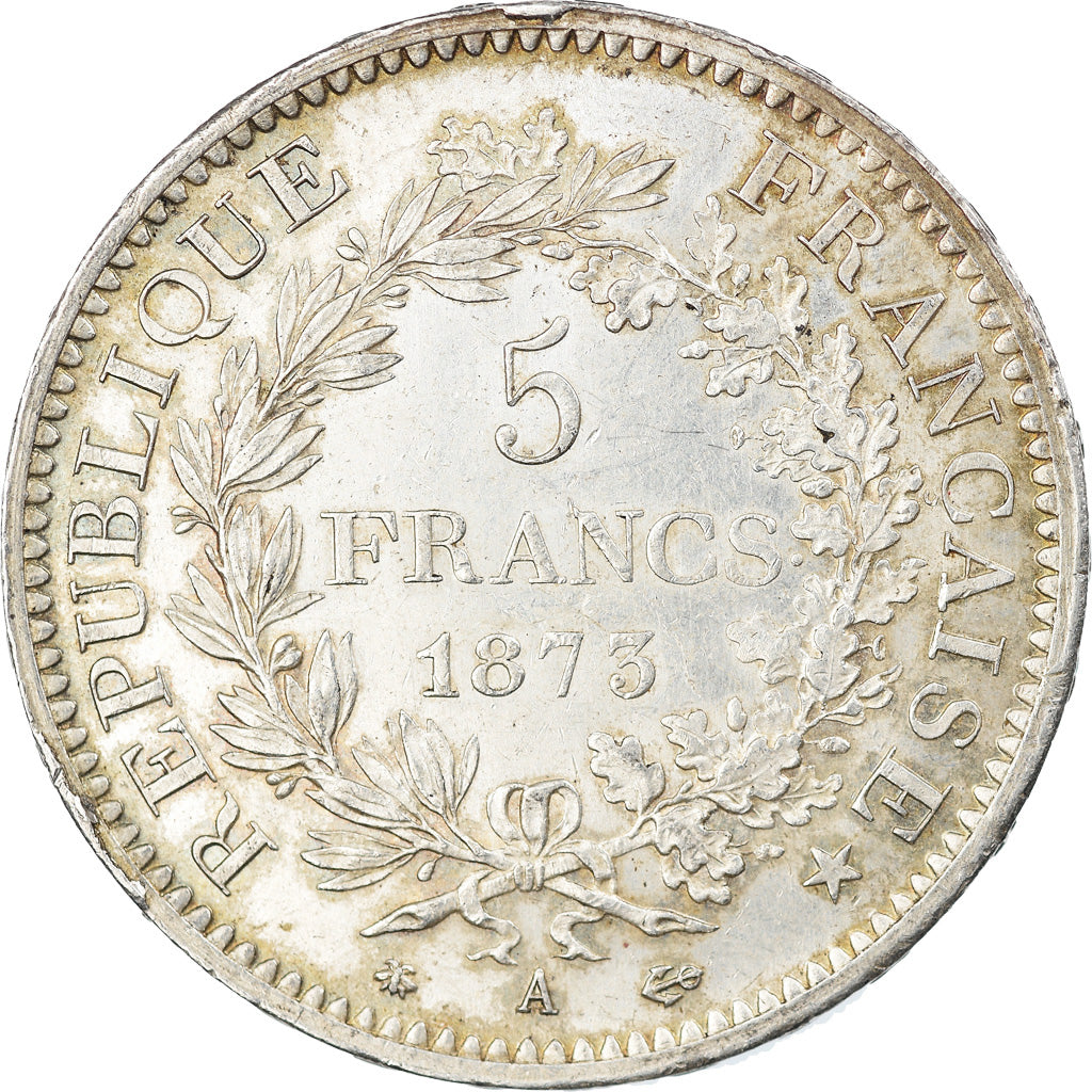 Moneda, Francia, Hercule, 5 Francs, 1873, Paris, MBC+, Plata, KM:820.1