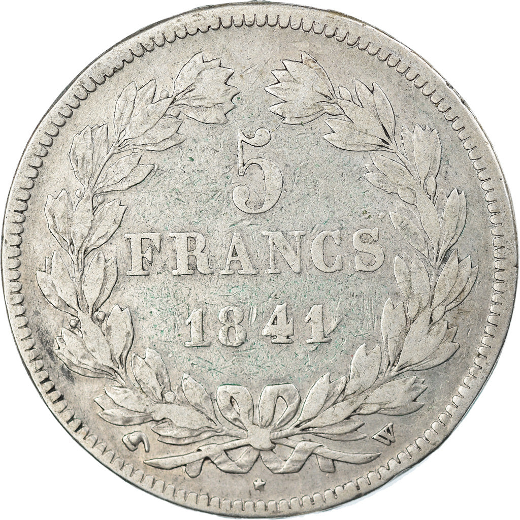 Moneta, Francia, Louis-Philippe, 5 Francs, 1841, Lille, MB+, Argento, KM:749.13