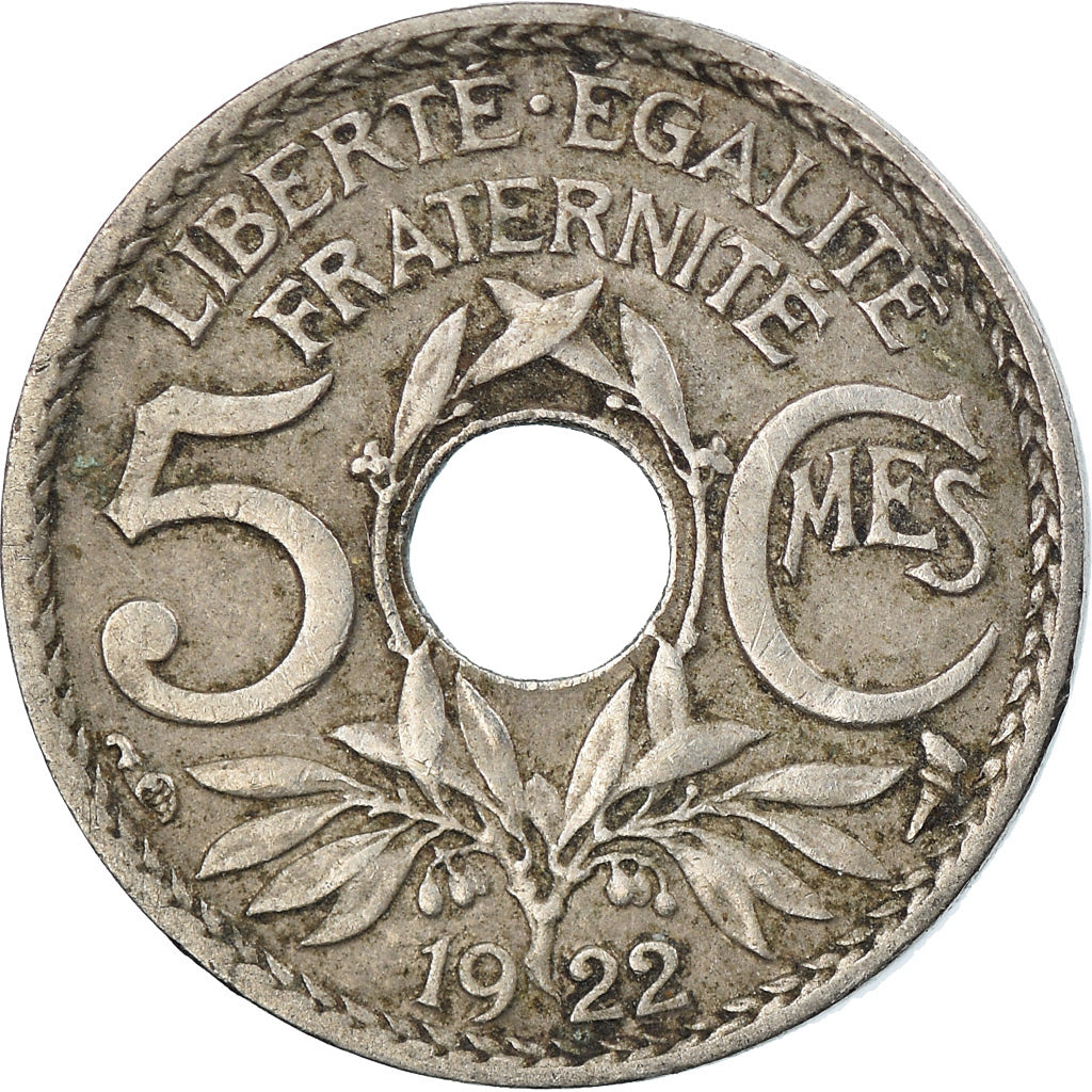 Coin, France, Lindauer, 5 Centimes, 1922, Poissy, EF(40-45), Copper-nickel