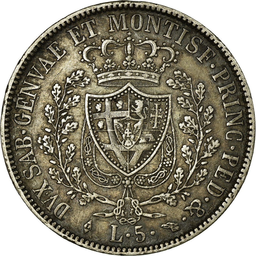 Coin, ITALIAN STATES, SARDINIA, Carlo Felice, 5 Lire, 1829, Genoa, AU(50-53)