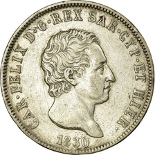 Monnaie, États italiens, SARDINIA, Carlo Felice, 5 Lire, 1830, Torino, SUP