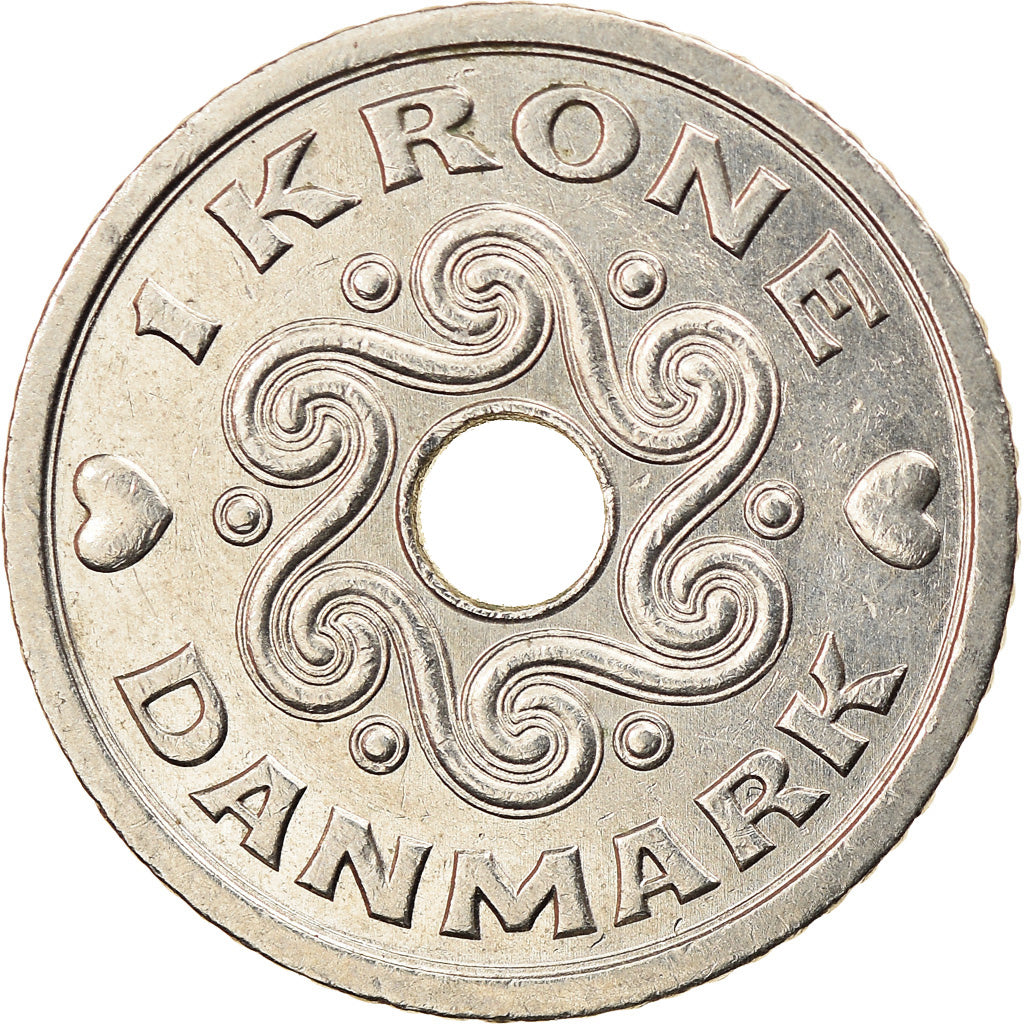 Coin, Denmark, Margrethe II, Krone, 1993, Copenhagen, AU(55-58), Copper-nickel