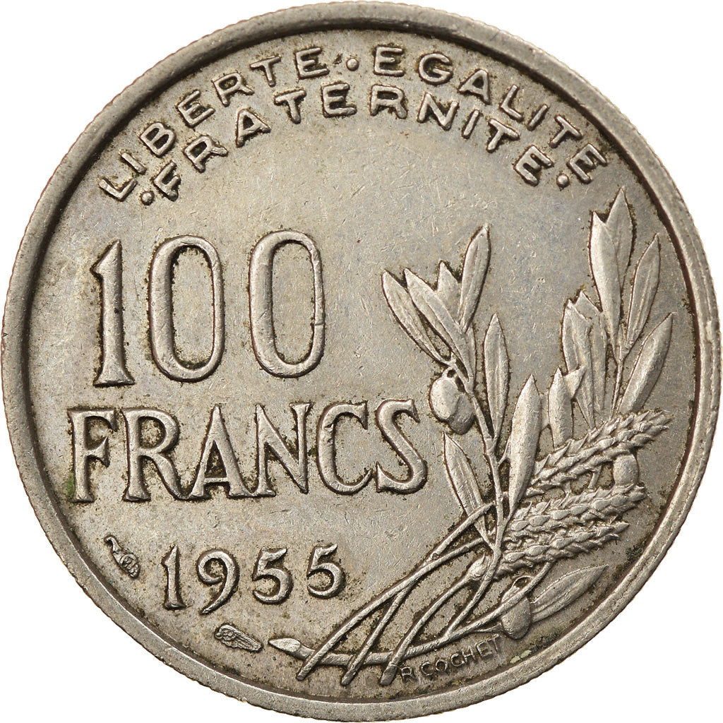 Coin, France, Cochet, 100 Francs, 1955, EF(40-45), Copper-nickel, KM:919.1