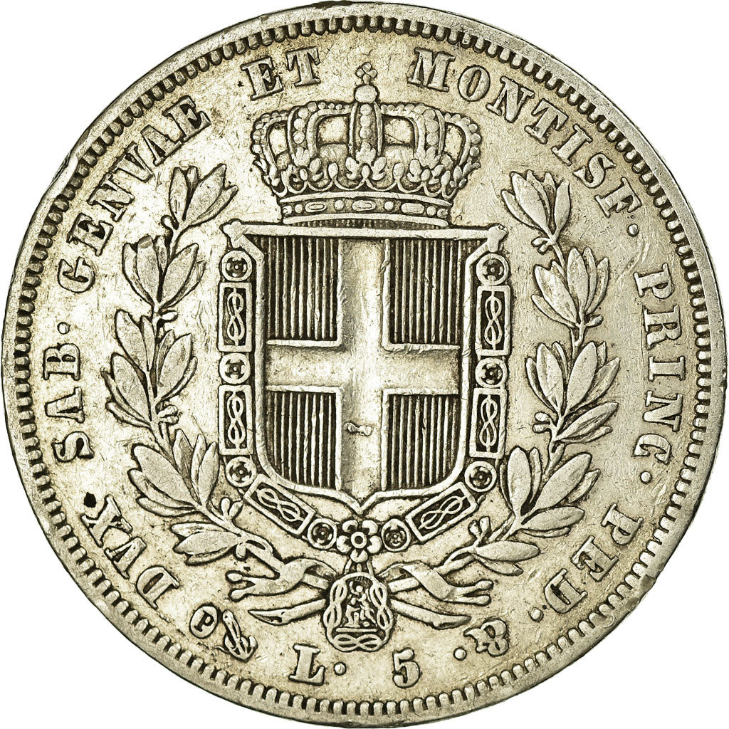 Coin, ITALIAN STATES, SARDINIA, Carlo Alberto, 5 Lire, 1833, EF(40-45), Silver