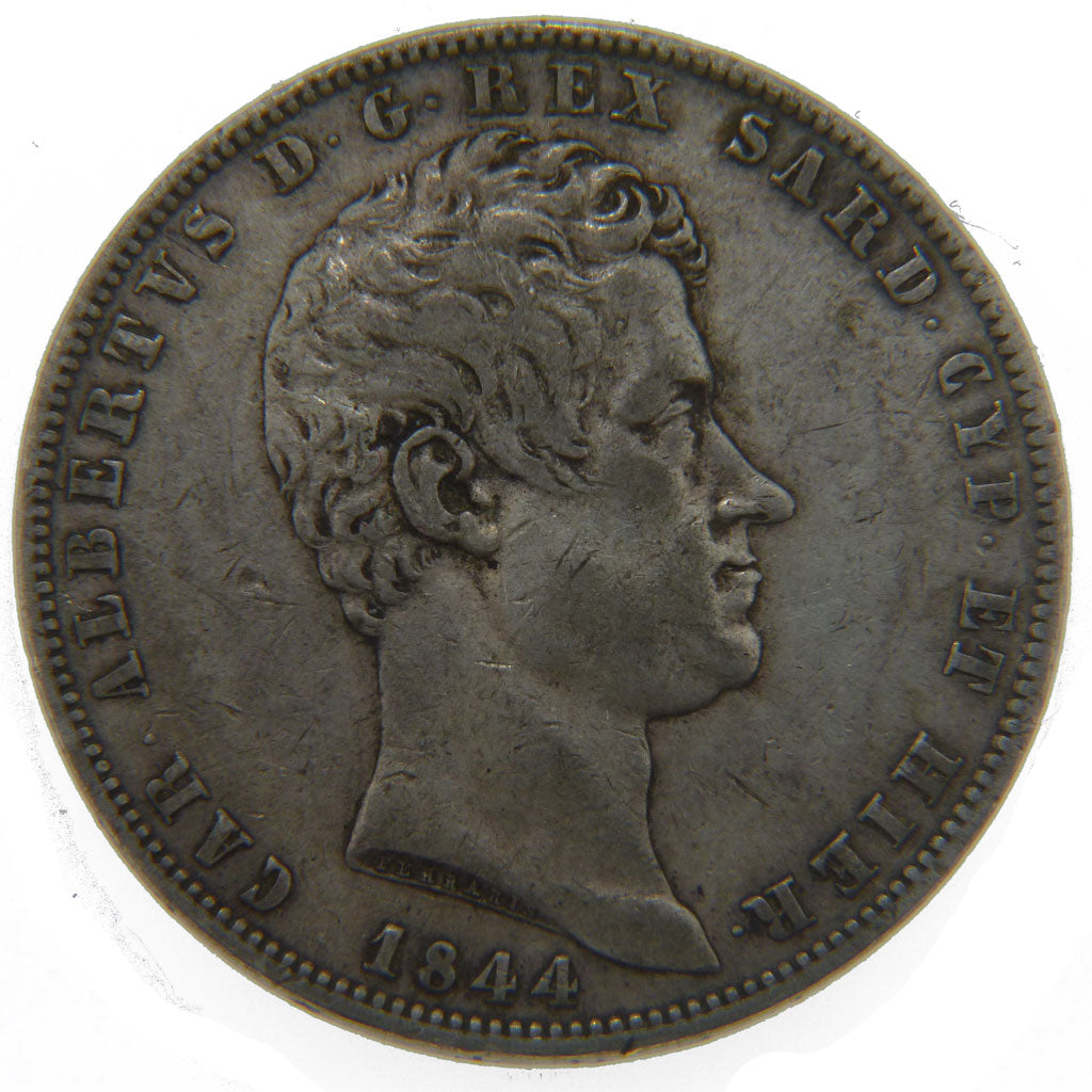 Charles Albert, Italie, Sardaigne, 5 Lire