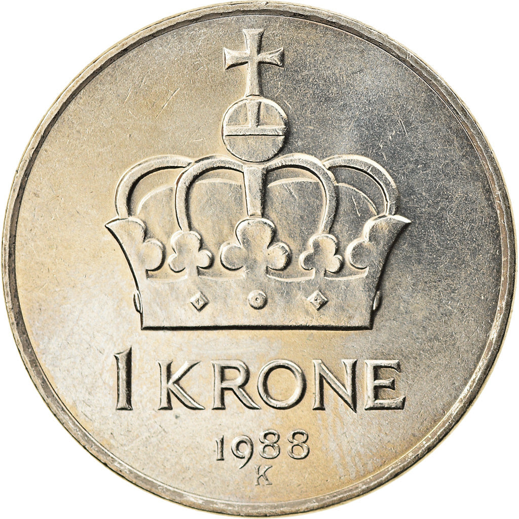 Coin, Norway, Olav V, Krone, 1988, MS(63), Copper-nickel, KM:419