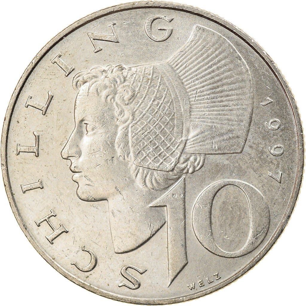 Coin, Austria, 10 Schilling, 1997, AU(55-58), Copper-Nickel Plated Nickel