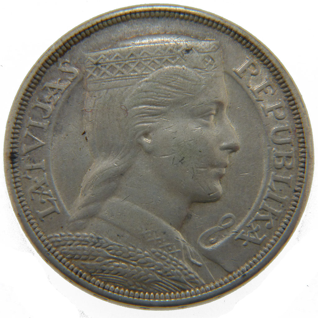 LATVIA, 5 Lati, 1930, KM #9, EF(40-45), Silver, 37, 25.00