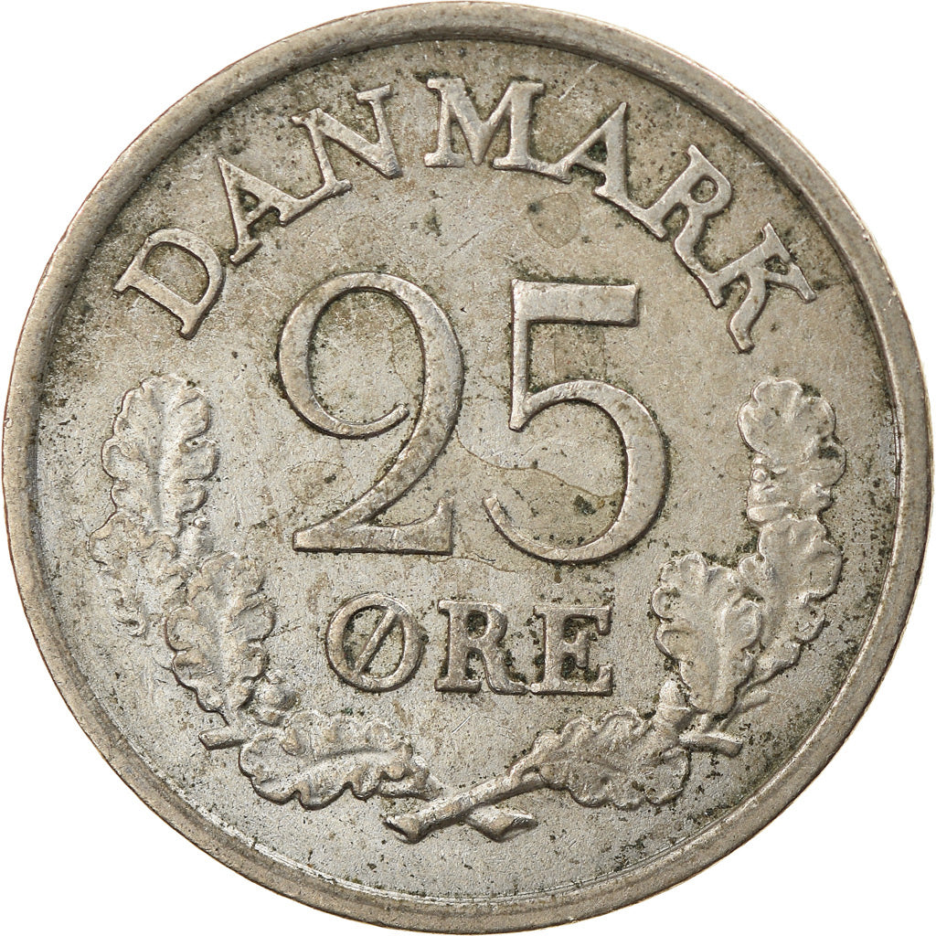 Moneta, Danimarca, Frederik IX, 25 Öre, 1961, Copenhagen, MB+, Rame-nichel