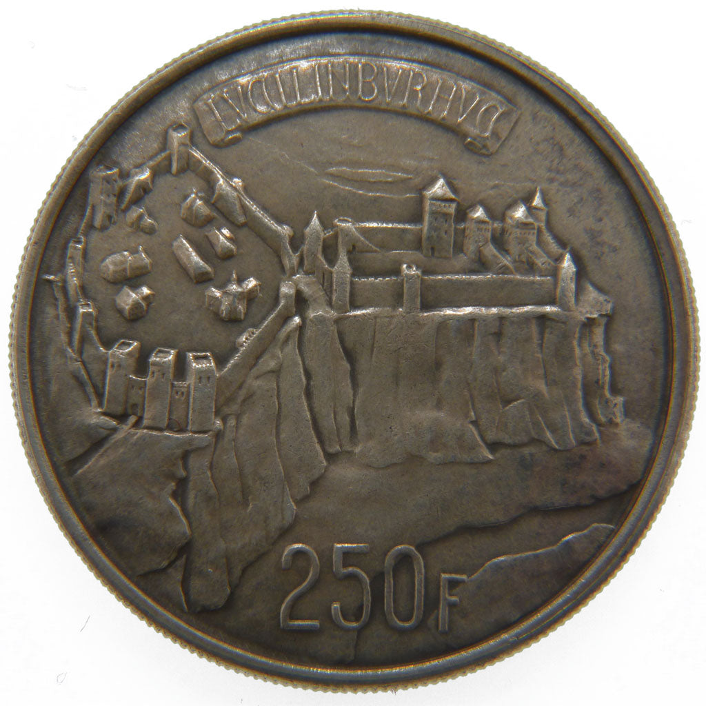 LUXEMBOURG, 250 Francs, 1963, KM #53.1, AU(50-53), Silver, 37, 25.00