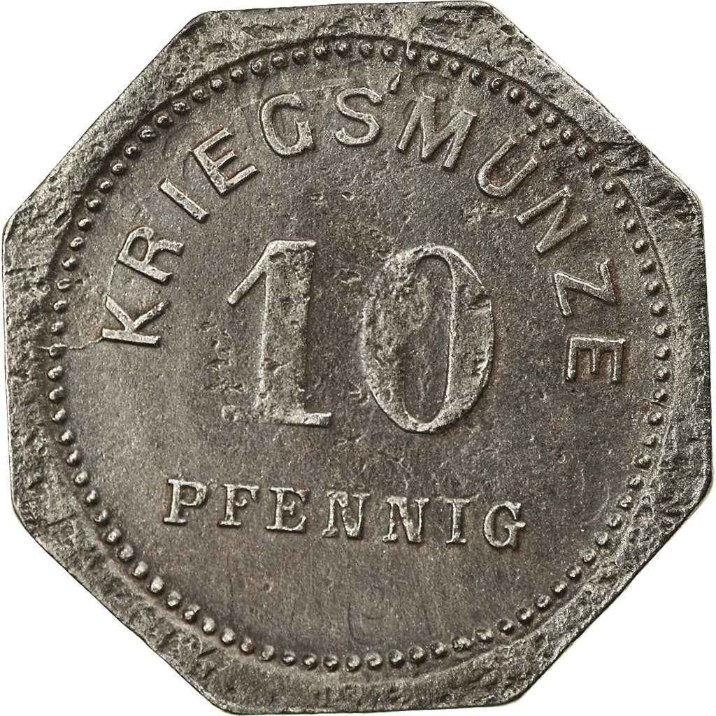 Coin, Germany, Notgeld, Bensheim, 10 Pfennig, 1917, EF(40-45), Zinc