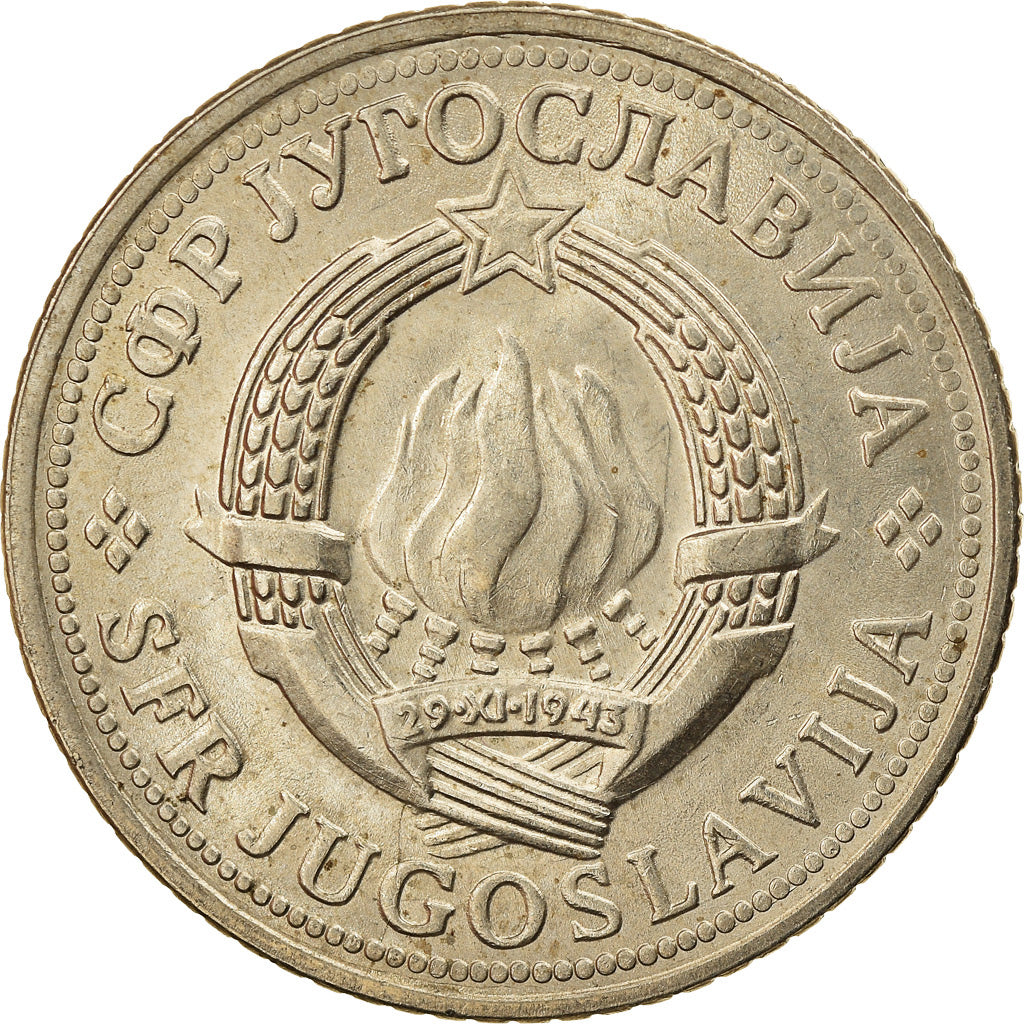 Coin, Yugoslavia, 2 Dinara, 1976, AU(50-53), Copper-Nickel-Zinc, KM:57