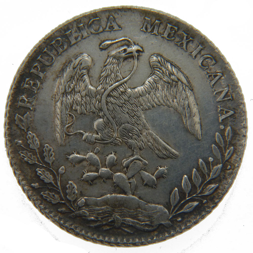 Mexico, 8 Réales, 1886, Mexico, KM #377.10, AU(50-53), Silver, 27.00