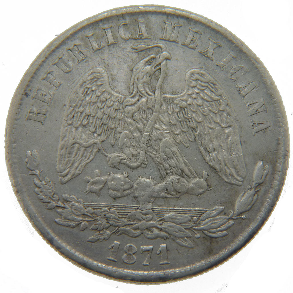 Mexico, 1 Peso, 1870, Zacatecas, KM #377.13, EF(40-45), Silver, 27.00