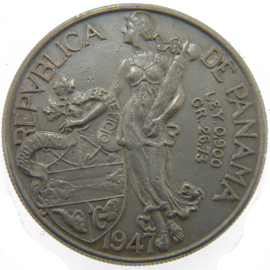 Panama, 1 Balboa, 1947, KM #13, AU(50-53), Silver, 38.1, 26.60