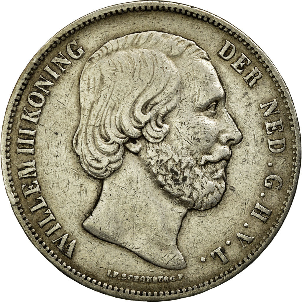 Moneta, Paesi Bassi, William III, 2-1/2 Gulden, 1858, BB, Argento, KM:82