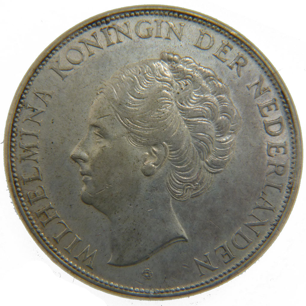 Netherlands, 2 1/2 Gulden, 1937, KM #165, AU(50-53), Silver, 38, 25.00