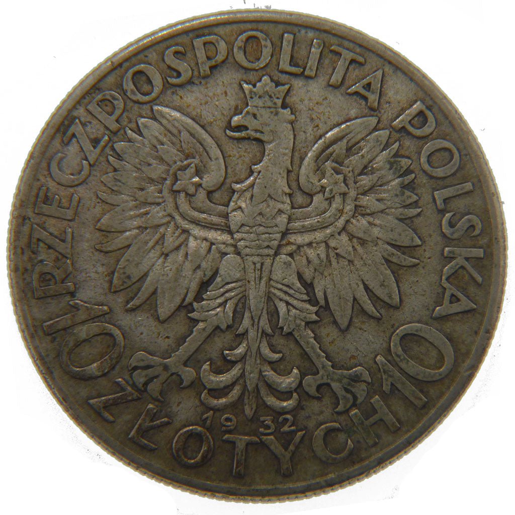 Poland, 10 Zlotych, 1932, AU(50-53), Silver, 21.80