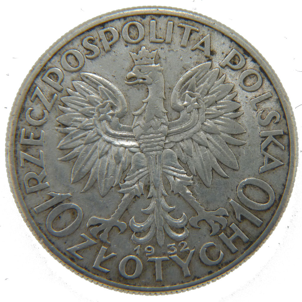 Poland, 10 Zlotych, 1932, EF(40-45), Silver, 21.90