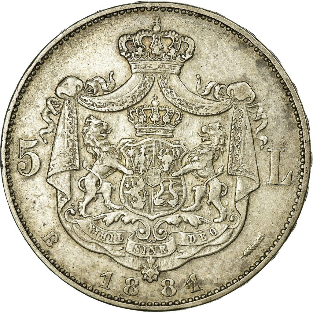 Moneta, Romania, Carol I, 5 Lei, 1881, Bucarest, BB+, Argento, KM:17.1
