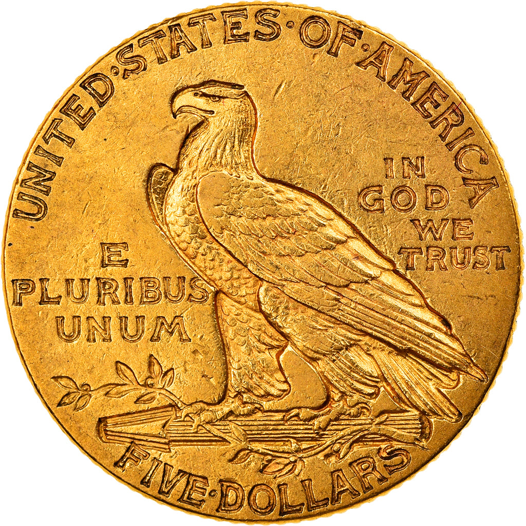 Coin, United States, Indian Head, $5, Half Eagle, 1914, U.S. Mint, Philadelphia