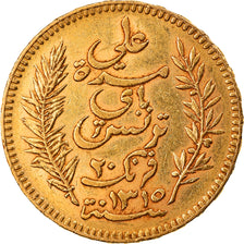 Coin, Tunisia, Ali Bey, 20 Francs, 1897, Paris, AU(50-53), Gold, KM:227