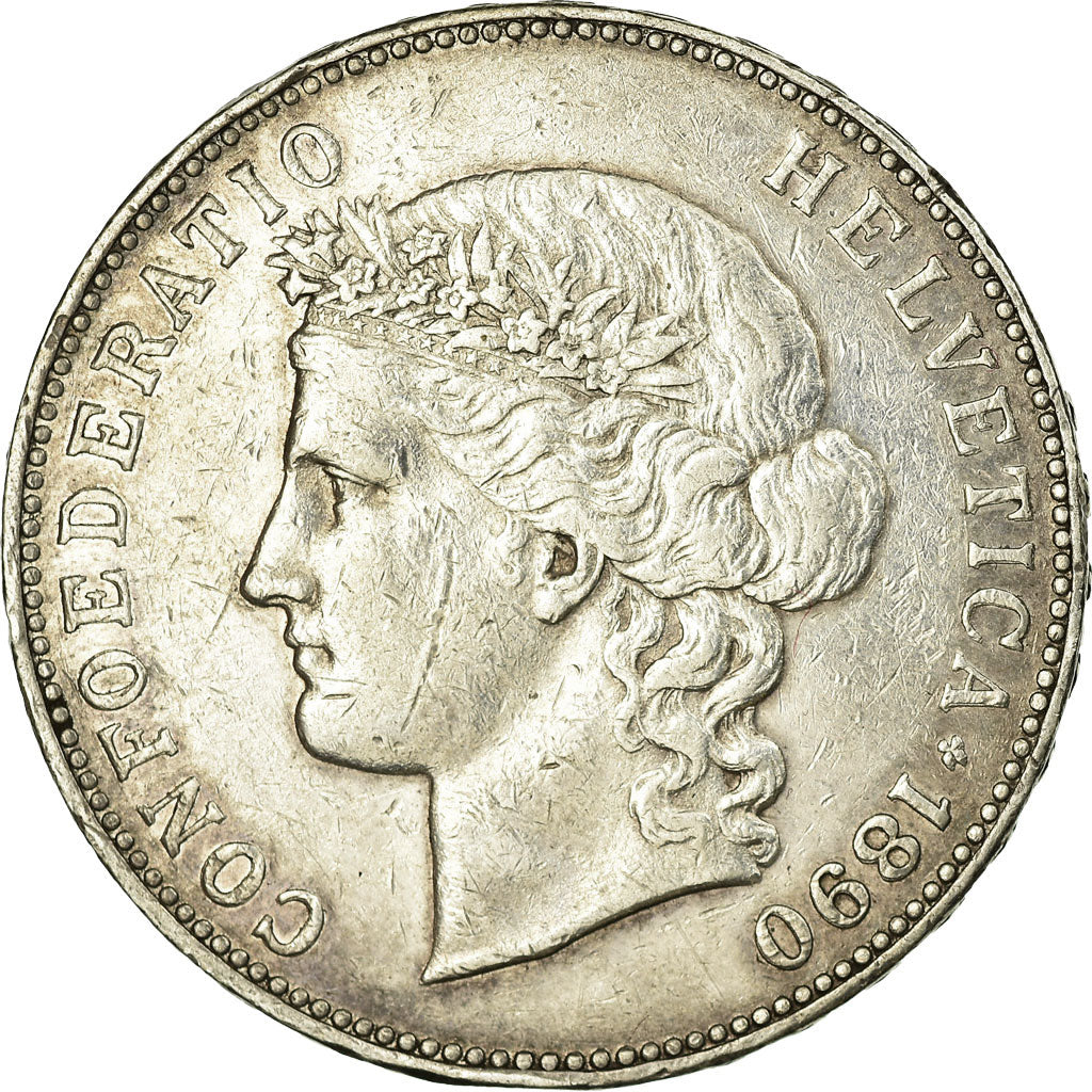 Moneta, Svizzera, 5 Francs, 1890, Bern, BB+, Argento, KM:34