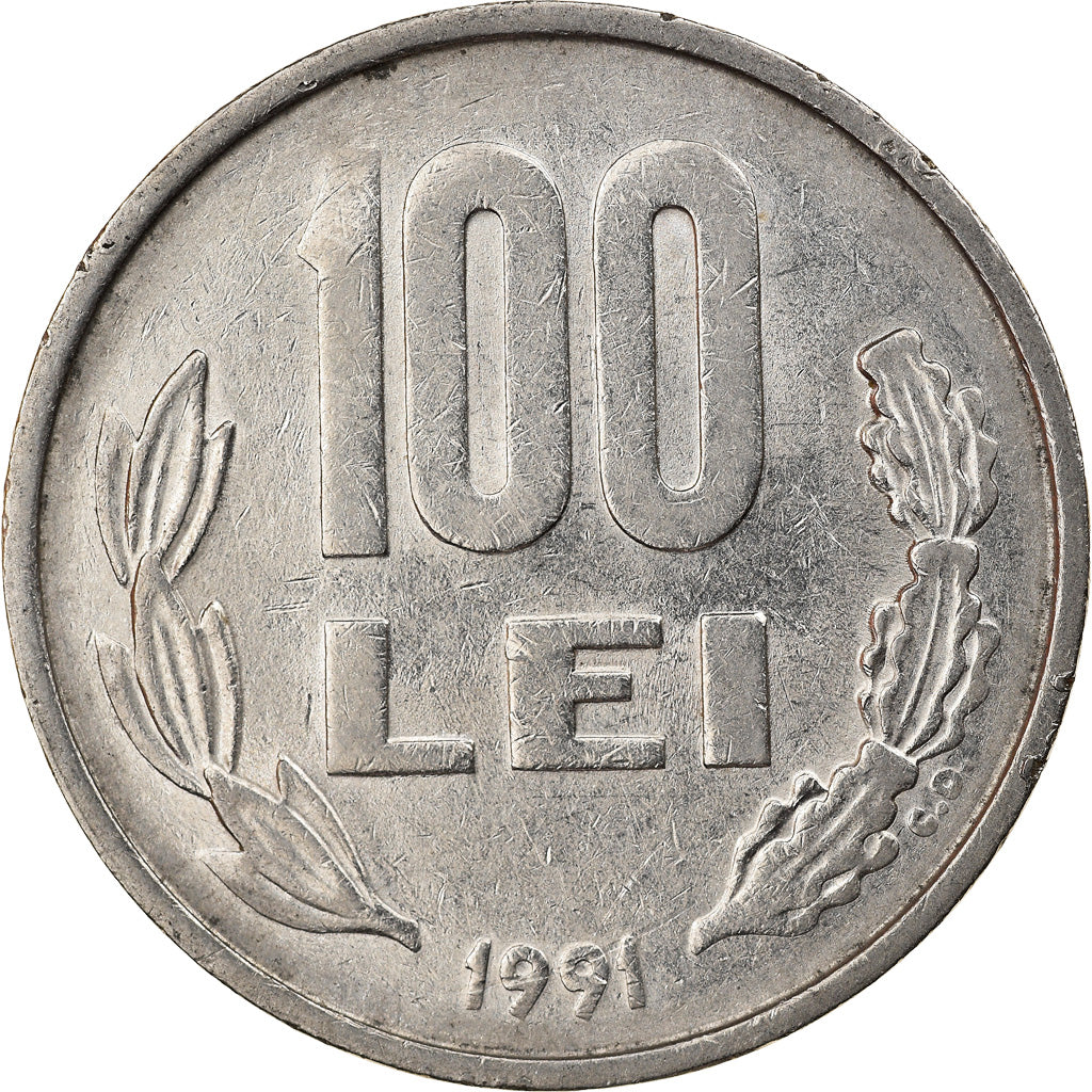 Coin, Romania, 100 Lei, 1991, AU(50-53), Nickel plated steel, KM:111