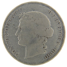 Switzerland, 5 Francs, 1890, Bern, KM #34, VF(20-25), Silver, 37, 24.70