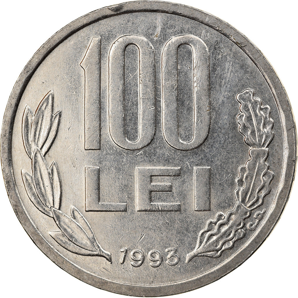 Coin, Romania, 100 Lei, 1993, AU(50-53), Nickel plated steel, KM:111