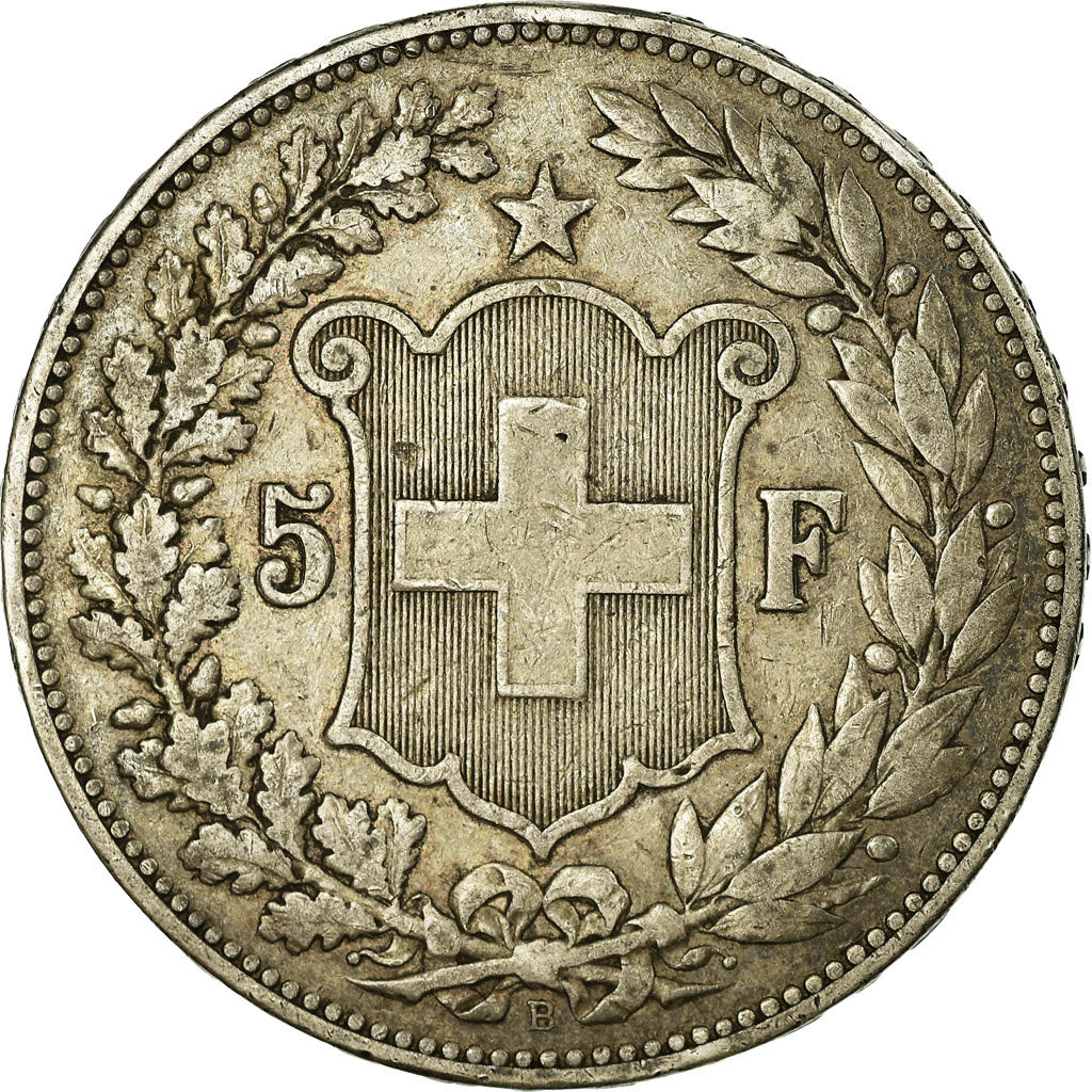 Switzerland, 5 Francs, Head of Helvetia, 1891, Bern, Silver, VF(30-35), KM:34