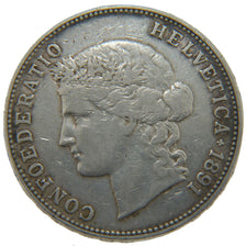 Switzerland, 5 Francs, 1891, Bern, KM #34, VF(20-25), Silver, 37, 25.00