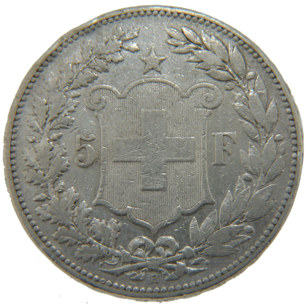 Coin, Switzerland, 5 Francs, 1891, Bern, VF(30-35), Silver, KM:34