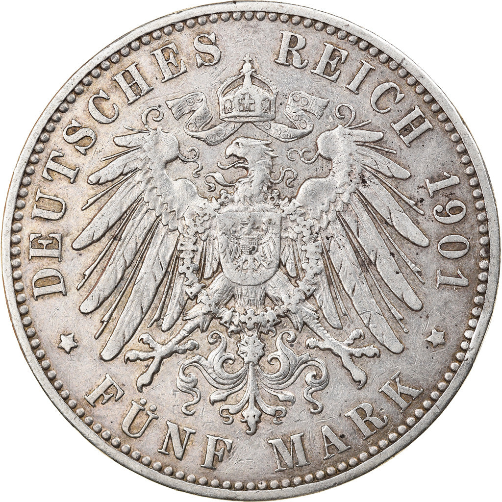 Coin, German States, SAXONY-ALBERTINE, Albert, 5 Mark, 1901, Muldenhütten