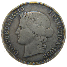 Switzerland, 5 Francs, 1892, Bern, KM #34, VG(8-10), Silver, 37, 24.80
