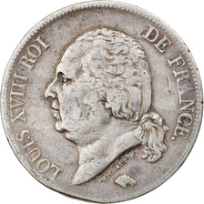 Moneda, Francia, Louis XVIII, 5 Francs, 1824, Lille, BC+, Plata, KM:711.13