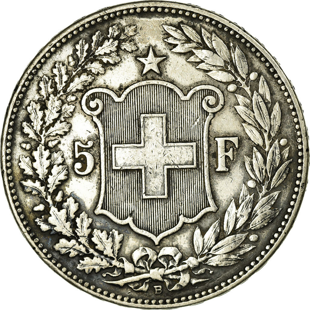 Coin, Switzerland, 5 Francs, 1908, Bern, AU(50-53), Silver, KM:34