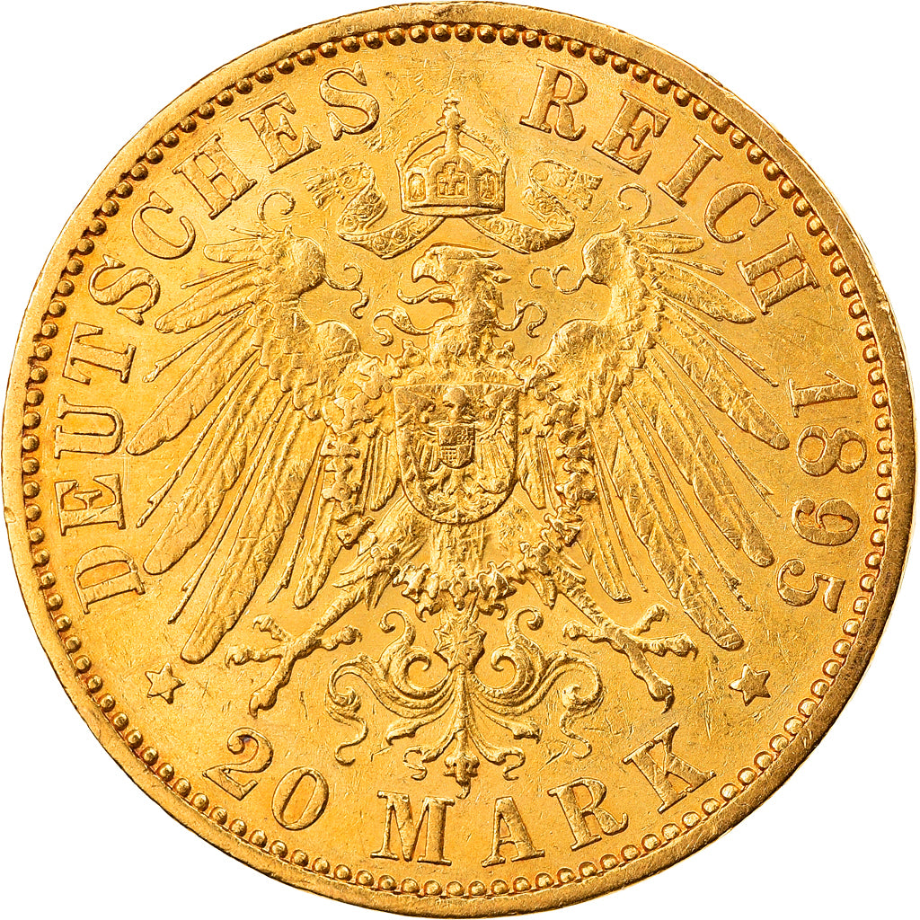 Coin, German States, PRUSSIA, Wilhelm II, 20 Mark, 1895, Berlin, EF(40-45)