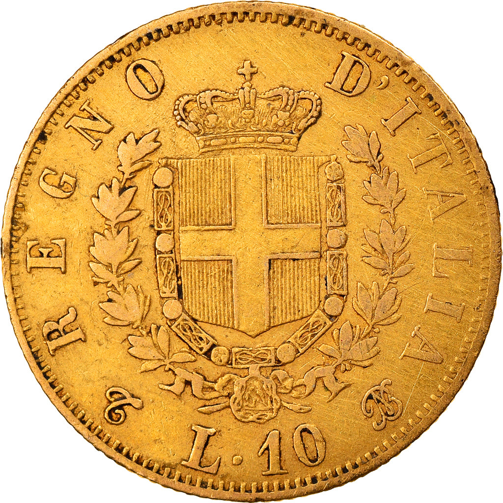 Coin, Italy, Vittorio Emanuele II, 10 Lire, 1863, Torino, EF(40-45), Gold