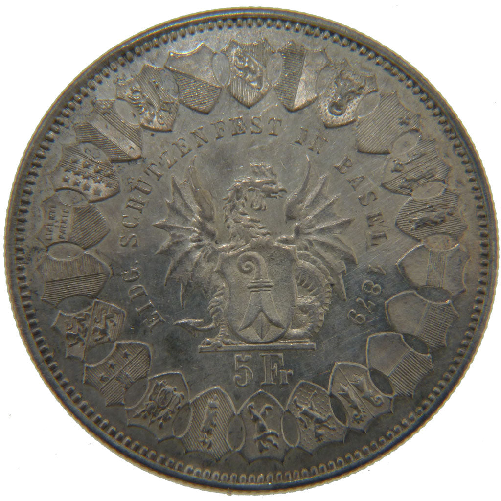 Switzerland, 5 Francs, 1879, AU(55-58), Silver, 25.00