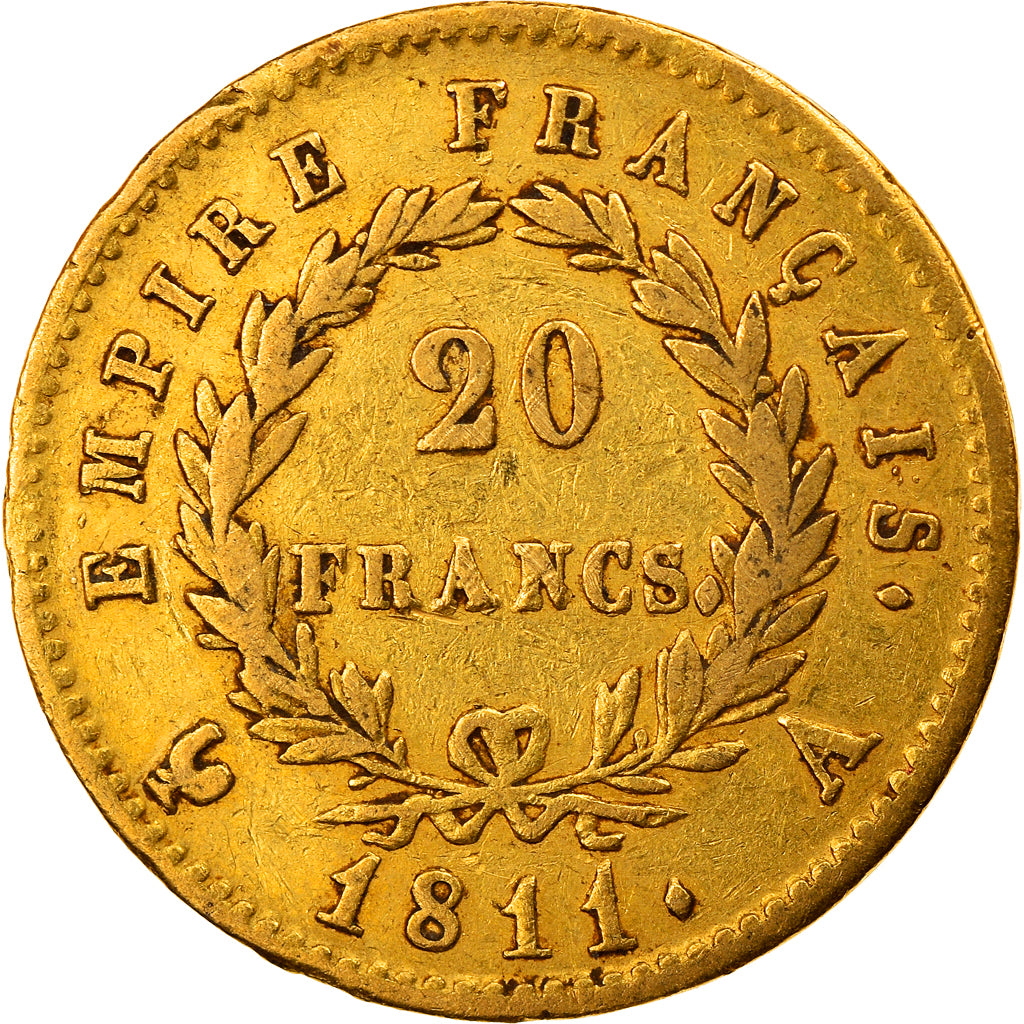 Coin, France, Napoléon I, 20 Francs, 1811, Paris, VF(30-35), Gold, KM:695.1